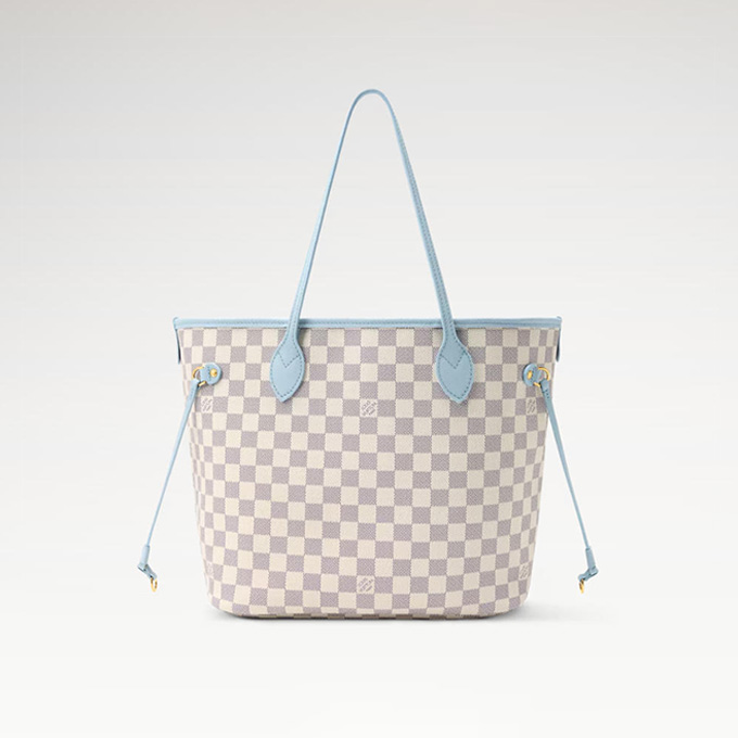 lv louis vuitton neverfull mm inside out damier azur tote bag #n40946